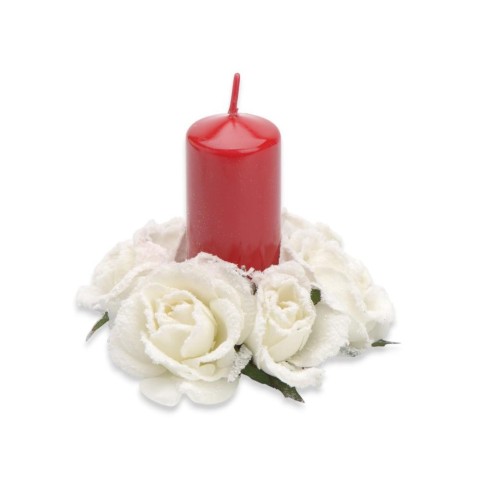 GIROCANDELA ROSE INNEVATO 13CM